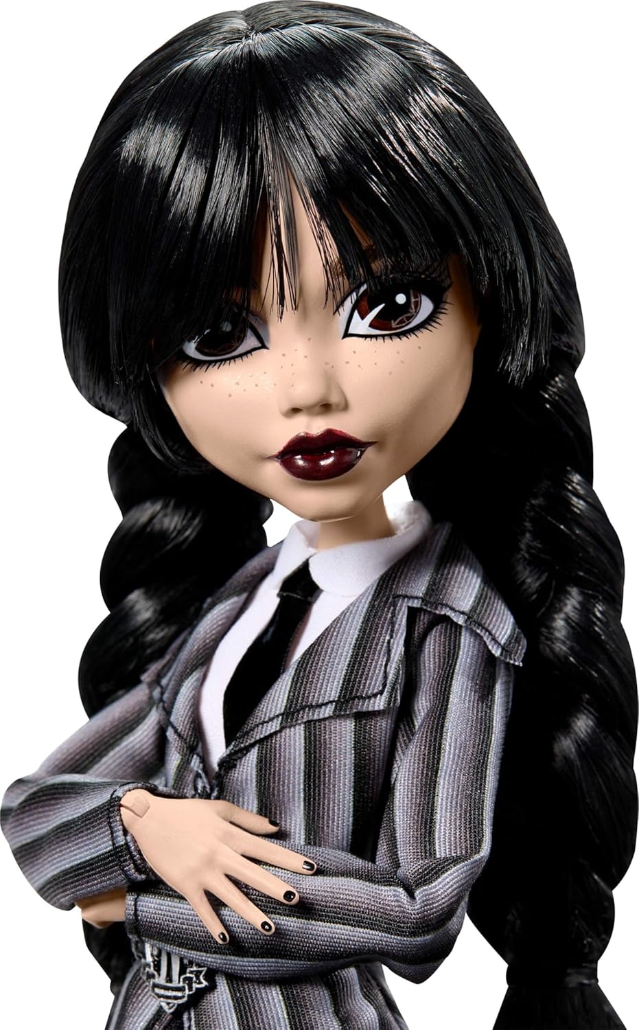 Monster High Wednesday Doll and Accessories, Wednesday Addams Collectible in Nevermore Academy Uniform with Thing and Backpack, Doll Stand
