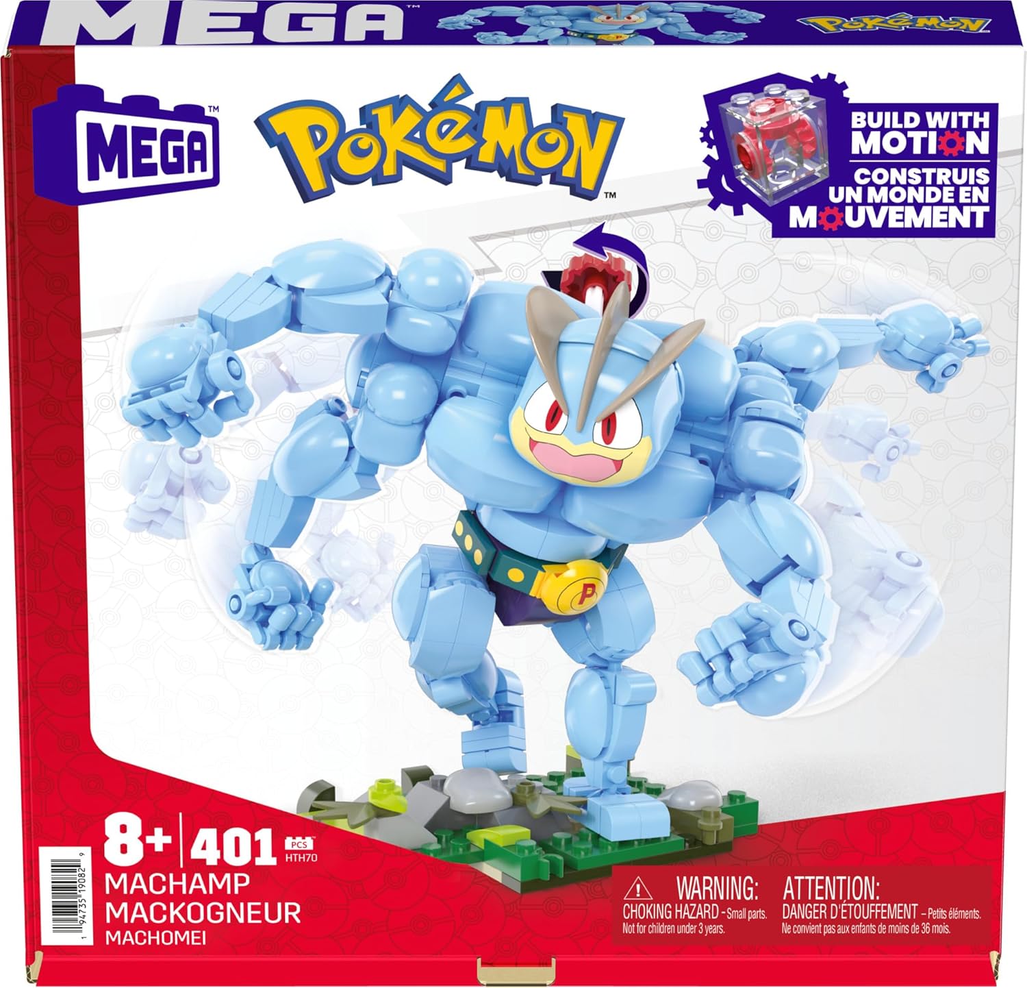 MEGA Pokémon Building Toys Set Machamp with 401 Pieces, Articulated and Poseable with Motion, 6+ Inches Tall, for Kids