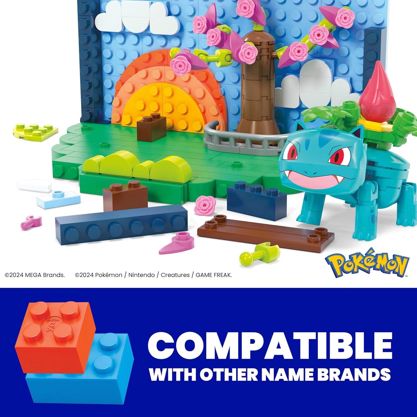 Pokemon Park Scene Building Kit with 1 Action Figure (220 Pieces) for Kids by MEGA