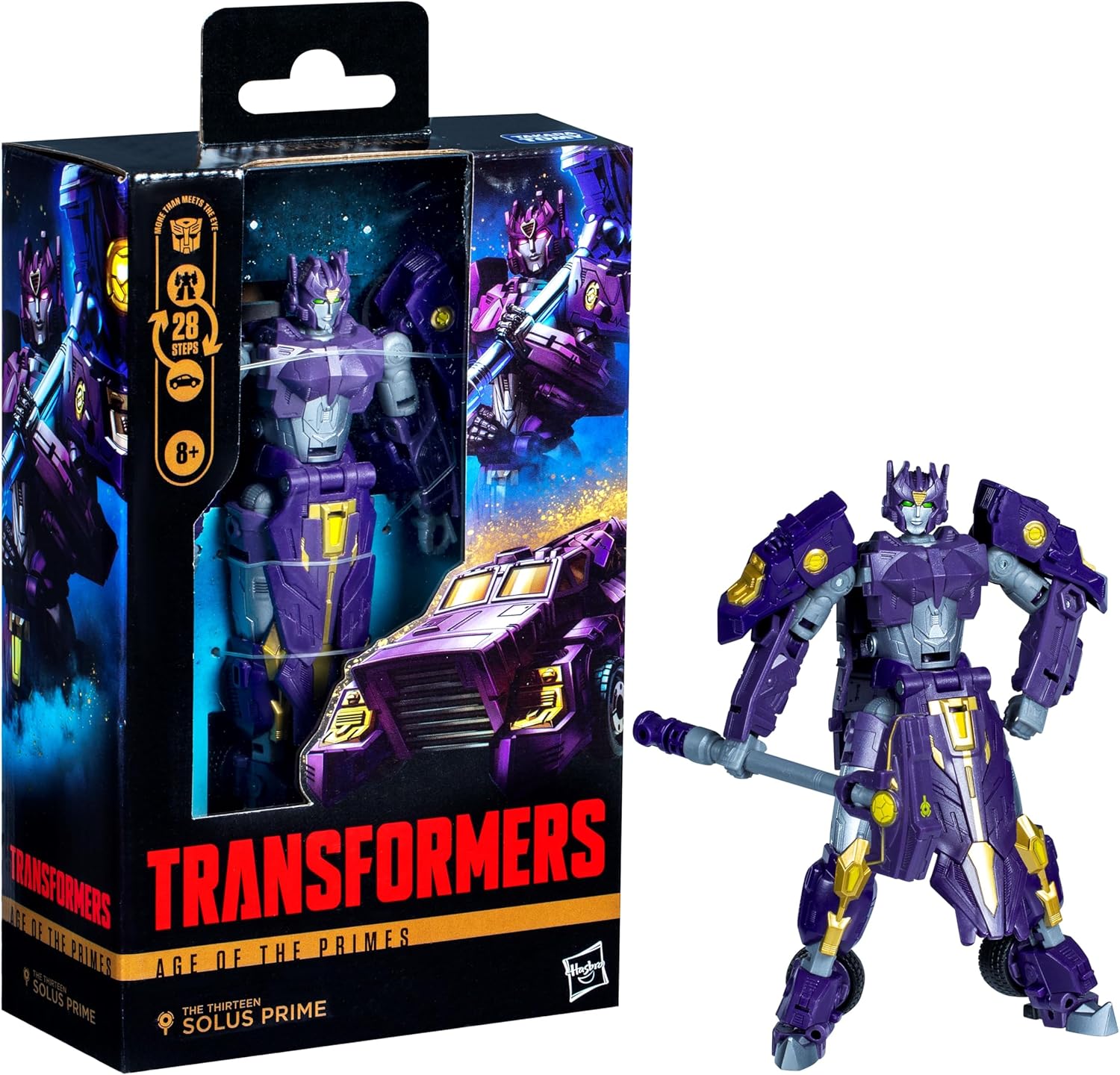 Transformers Age of The Primes Deluxe Class The Thirteen Solus Prime, 5.5-inch Converting Action Figure, Robot Toys for Ages 8+