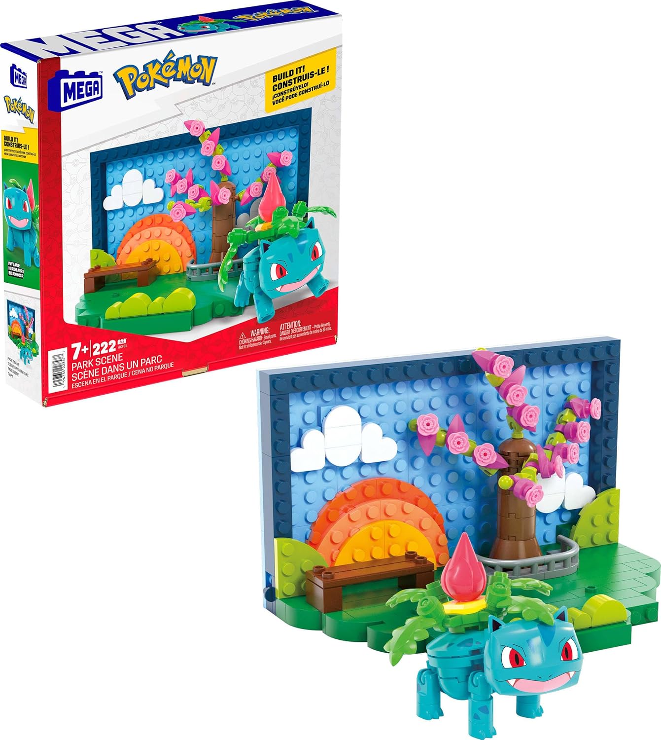 Pokemon Park Scene Building Kit with 1 Action Figure (220 Pieces) for Kids by MEGA