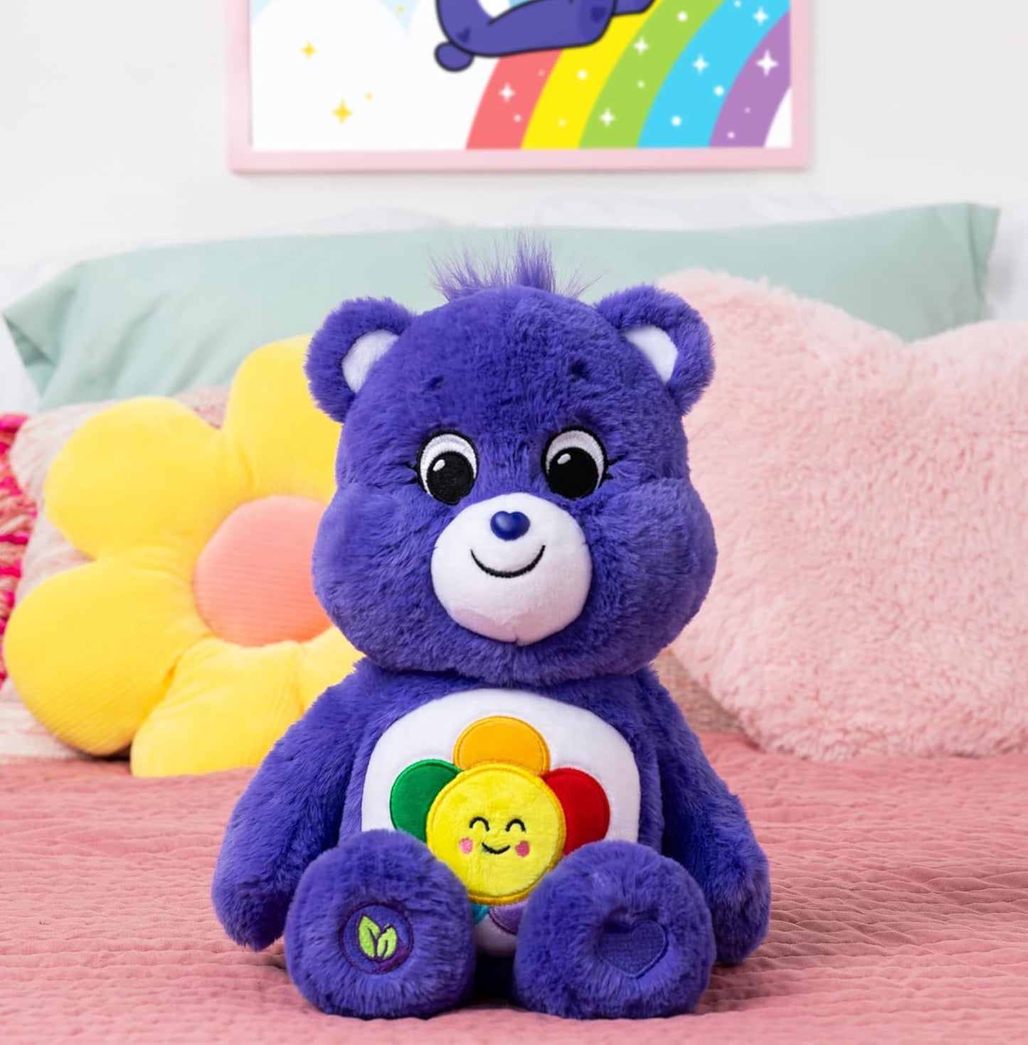 Care Bears 14" Harmony Bear Plushie - Medium Size - Purple Plush for Ages 4+ – Perfect Stuffed Animal Holiday, Birthday Gift, Super Soft and Cuddly – Gift for Girls and Boys, Collectors