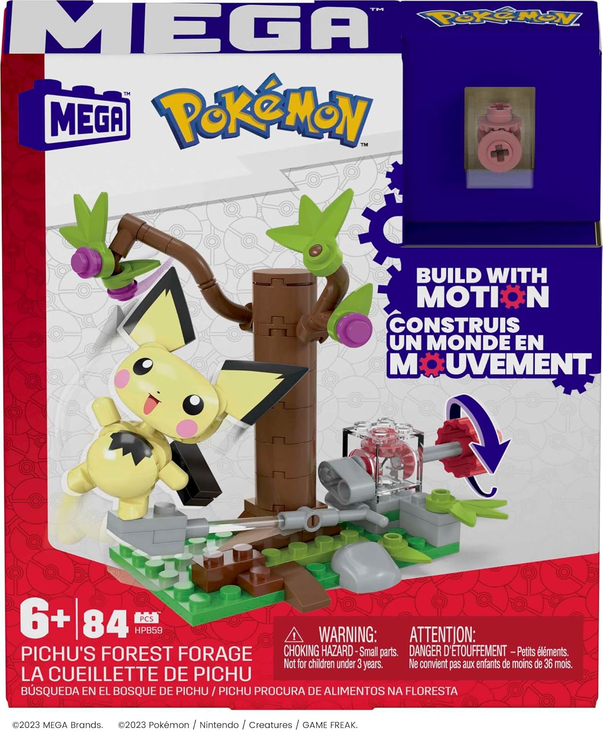 MEGA Pokémon Action Figure Building Toys Set, Pichu's Forest Forage with 84 Pieces, Motion and 1 Poseable and Buildable Character