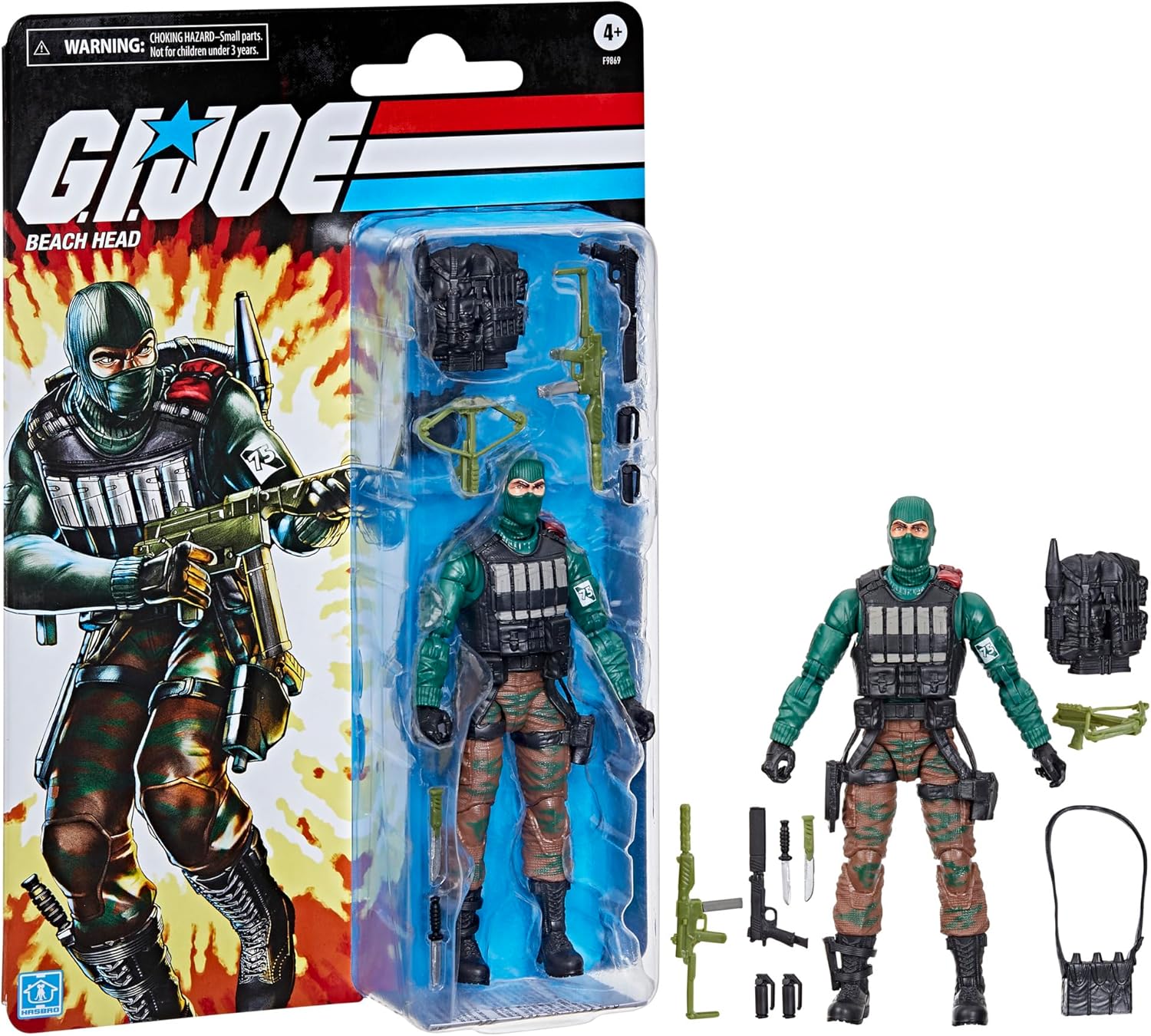 G.I. Joe Classified Series Retro Cardback Beach Head, Collectible 6-Inch Action Figure with 10 Accessories