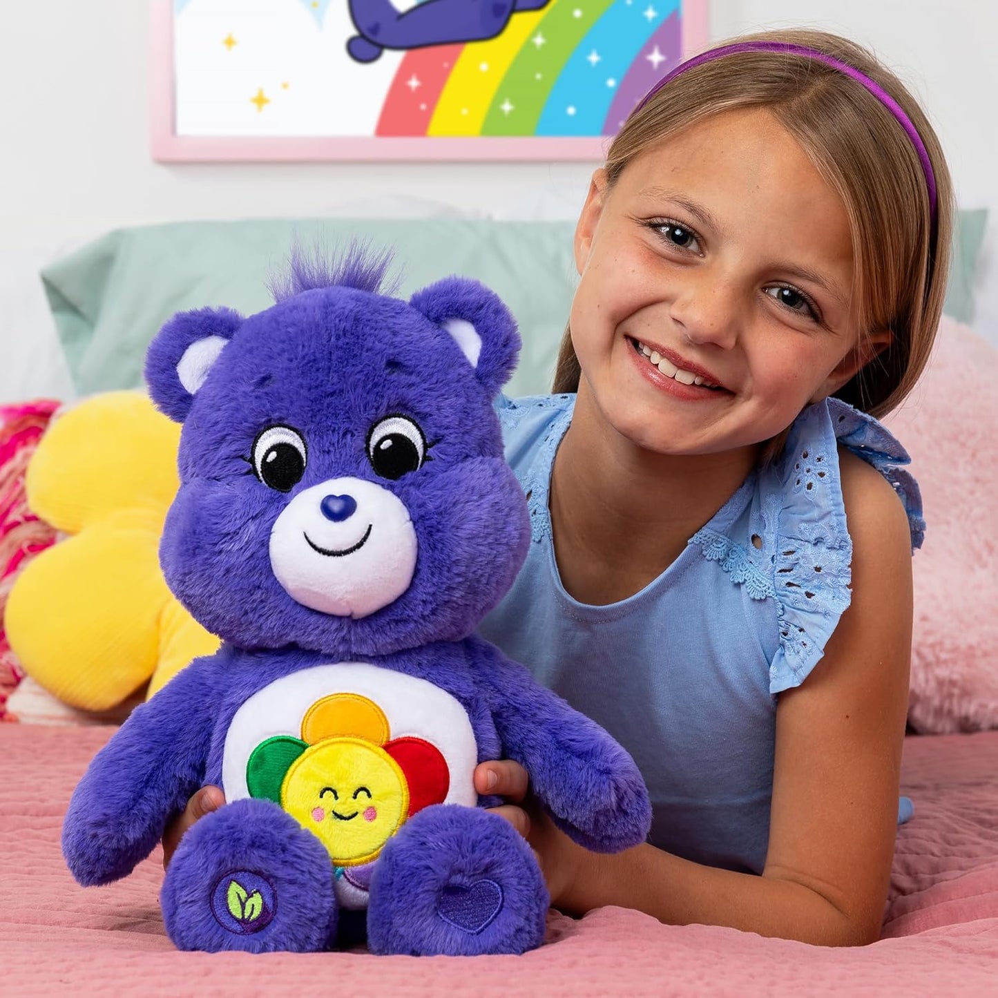 Care Bears 14" Harmony Bear Plushie - Medium Size - Purple Plush for Ages 4+ – Perfect Stuffed Animal Holiday, Birthday Gift, Super Soft and Cuddly – Gift for Girls and Boys, Collectors
