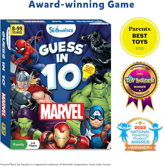 Skillmatics Guess in 10 Marvel, Easter Basket Stuffers, Card Game for Boys, Girls, Teens, Adults Who Love Avengers, Spiderman, Iron Man, Travel Game, Gifts for Ages 8, 9, 10 and Up