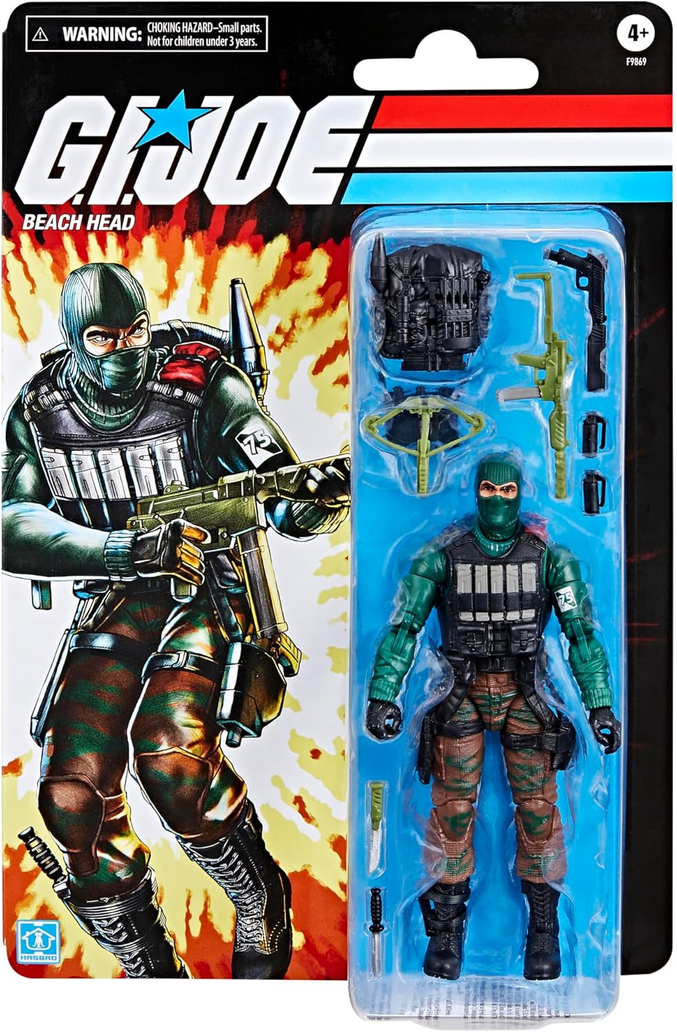 G.I. Joe Classified Series Retro Cardback Beach Head, Collectible 6-Inch Action Figure with 10 Accessories