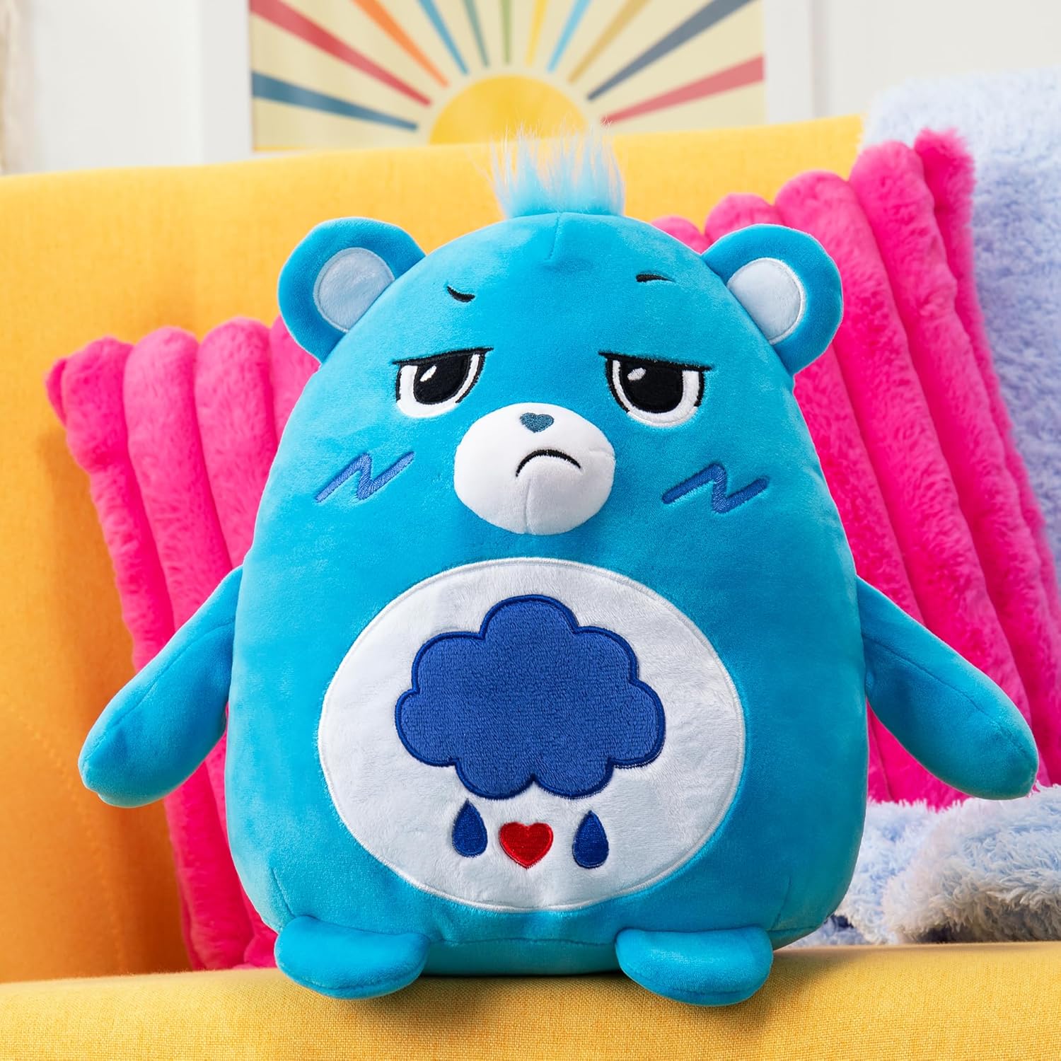 Care Bears Squishy 10" Plush Grumpy Bear - Blue, Soft Huggable Squishy Material! – Good for Girls and Boys, Employees, Collectors, Ages 4+