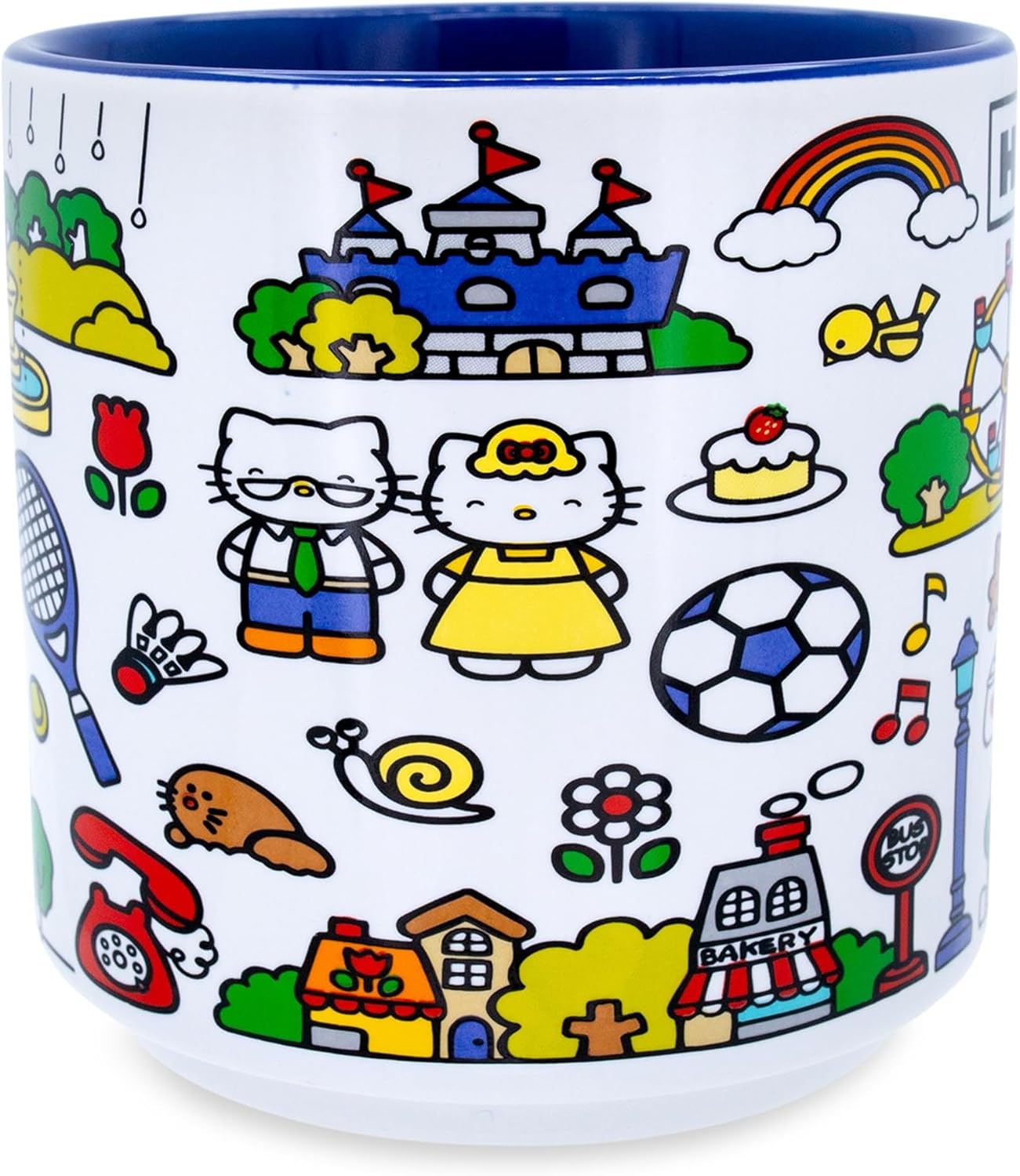 Sanrio Hello Kitty Red Map Ceramic Mug | Coffee Cup For Espresso, Tea, Cocoa | Holds 13 Ounces