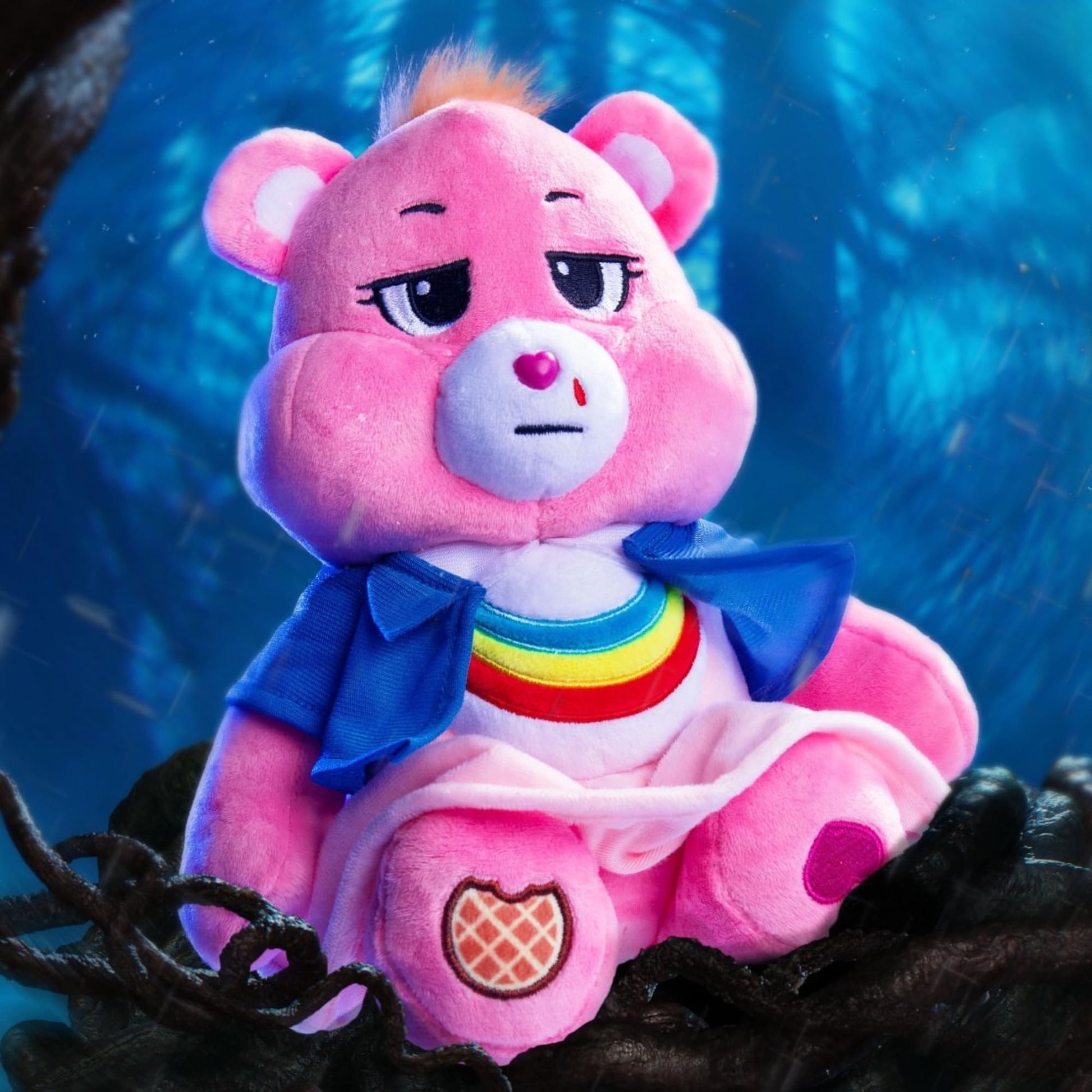 Basic Fun Care Bears x Stranger Things Cheer Bear as Eleven Plush, Limited Edition Collectible Fashions for Home