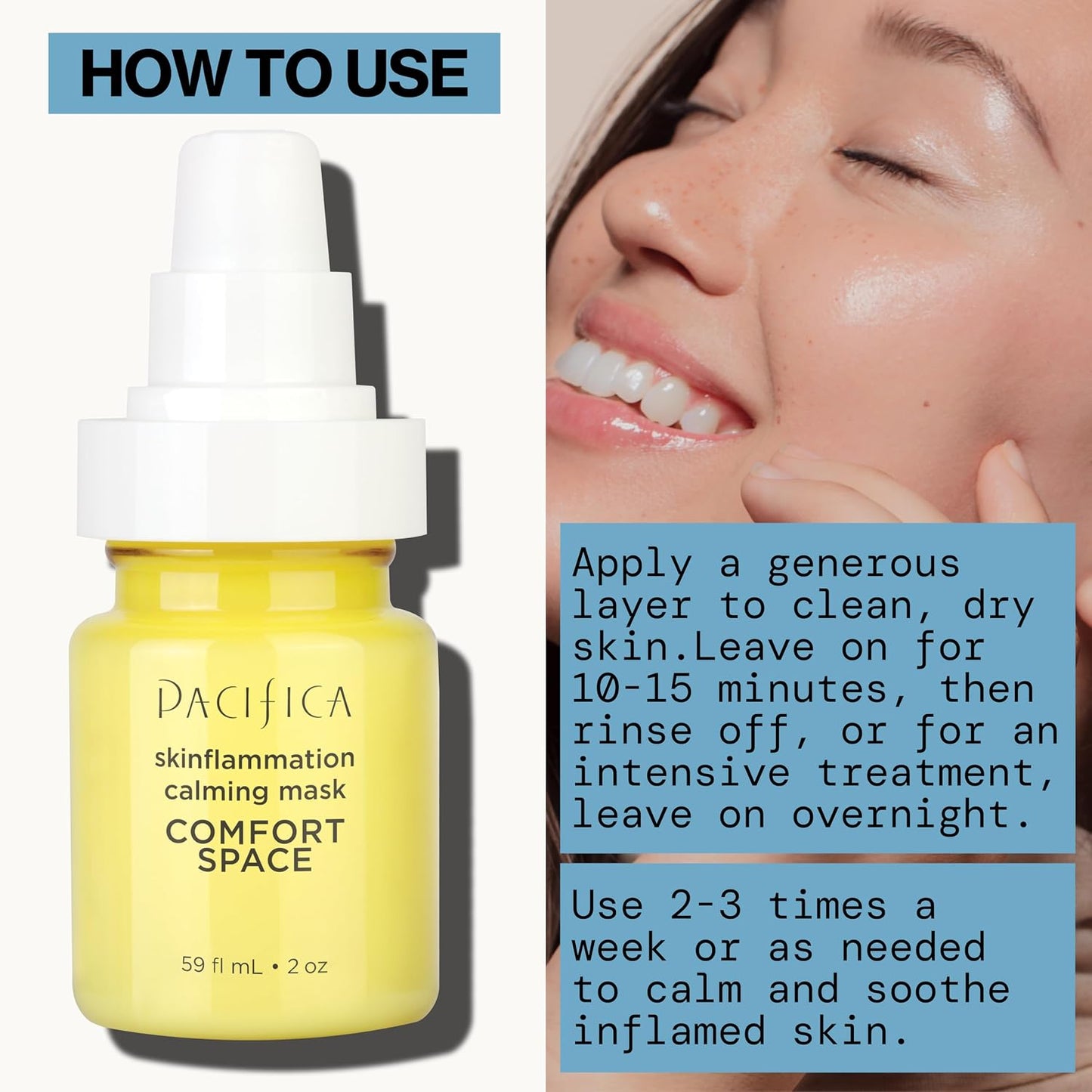 Pacifica Comfort Space Calming Face Mask for Sensitive Skin, Redness Relief Hydrating Facial Mask with Azelaic Acid & Turmeric, Soothes Irritation & Dryness, Vegan Skincare, 2 Fl Oz