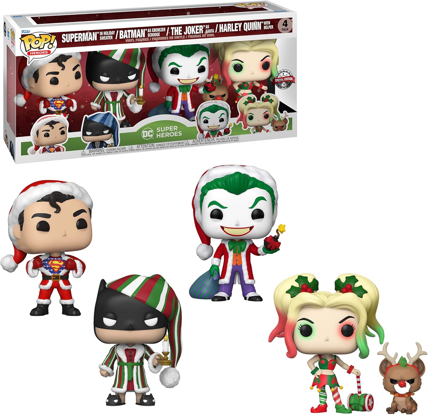 DC Super Heroes Christmas (4-Pack) - Pop! Vinyl (POP!) - Fashions for Home