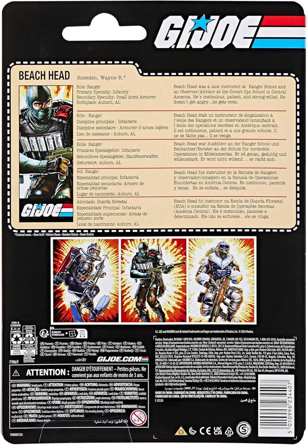 G.I. Joe Classified Series Retro Cardback Beach Head, Collectible 6-Inch Action Figure with 10 Accessories