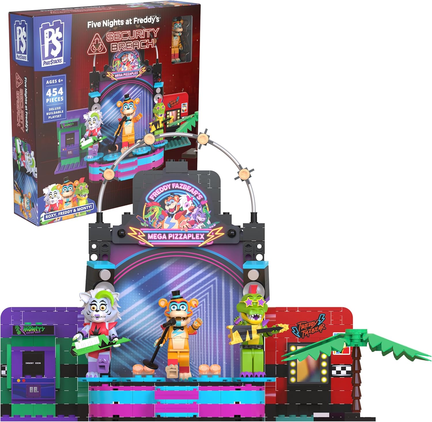 Five Nights at Freddy’S - Phat$tacks Mega Pizzaplex Deluxe Buildable Playset (454 Pieces, Series 1)