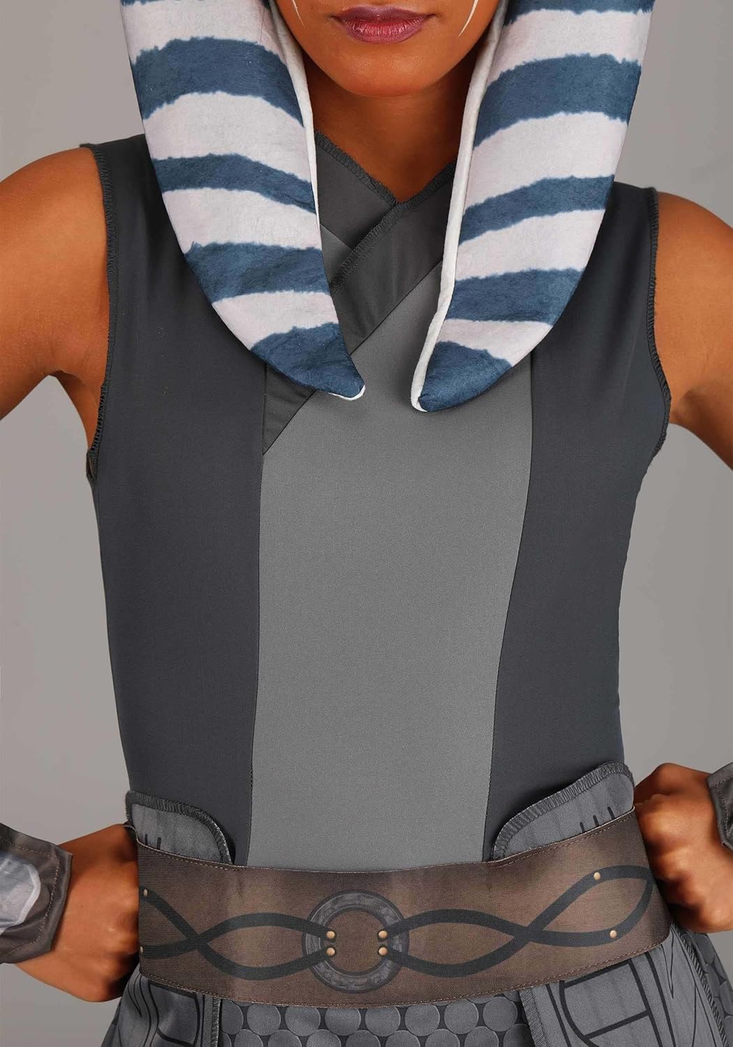 STAR WARS Ahsoka Tano Official Adult Halloween Costume - Jumpsuit with Waist Belt, Armbands, and Fabric Headpiece