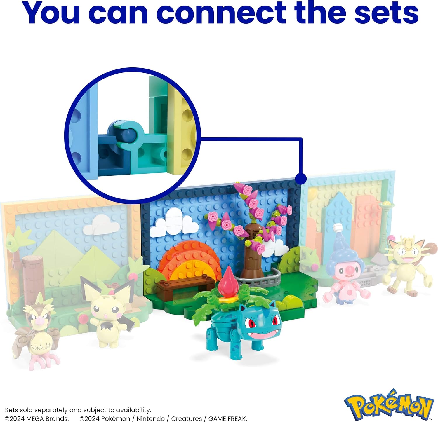 Pokemon Park Scene Building Kit with 1 Action Figure (220 Pieces) for Kids by MEGA