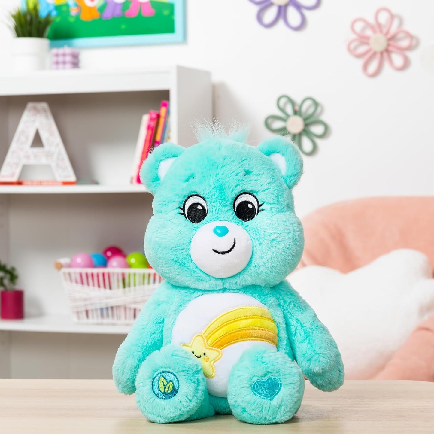 Care Bears 14' Wish Bear Plushie - Medium Size - Sky Blue Plush for Ages 4+ – Perfect Stuffed Animal Holiday, Birthday Gift, Super Soft and Cuddly – For Girls and Boys, Collectors