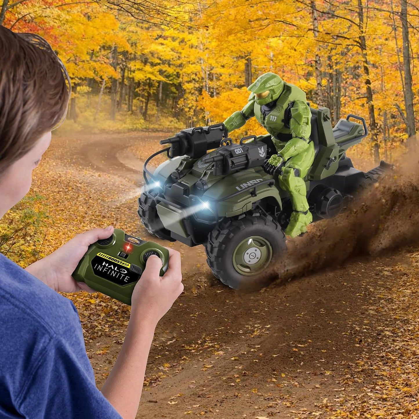 NKOK Halo Infinite: Gungoose & Master Chief 2.4 GHz Radio Control - W/Turbo Boost, Gungoose Vehicle W/Master Chief (762), Working Lights, Battery Powered, Officially Licensed, Ages 6+