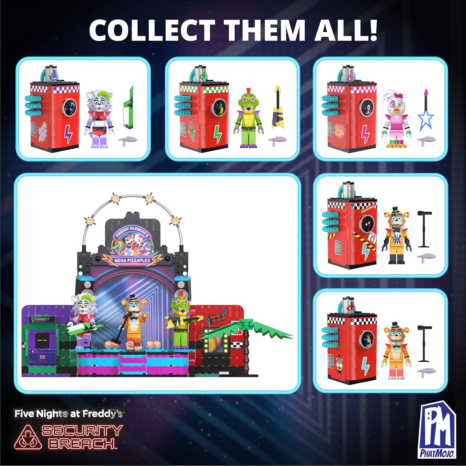 Five Nights at Freddy’S - Phat$tacks Mega Pizzaplex Deluxe Buildable Playset (454 Pieces, Series 1)