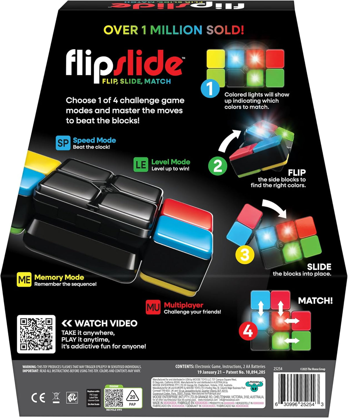 Moose Games Flipslide, Handheld Puzzle Game, Travel Toy Ages 8-13