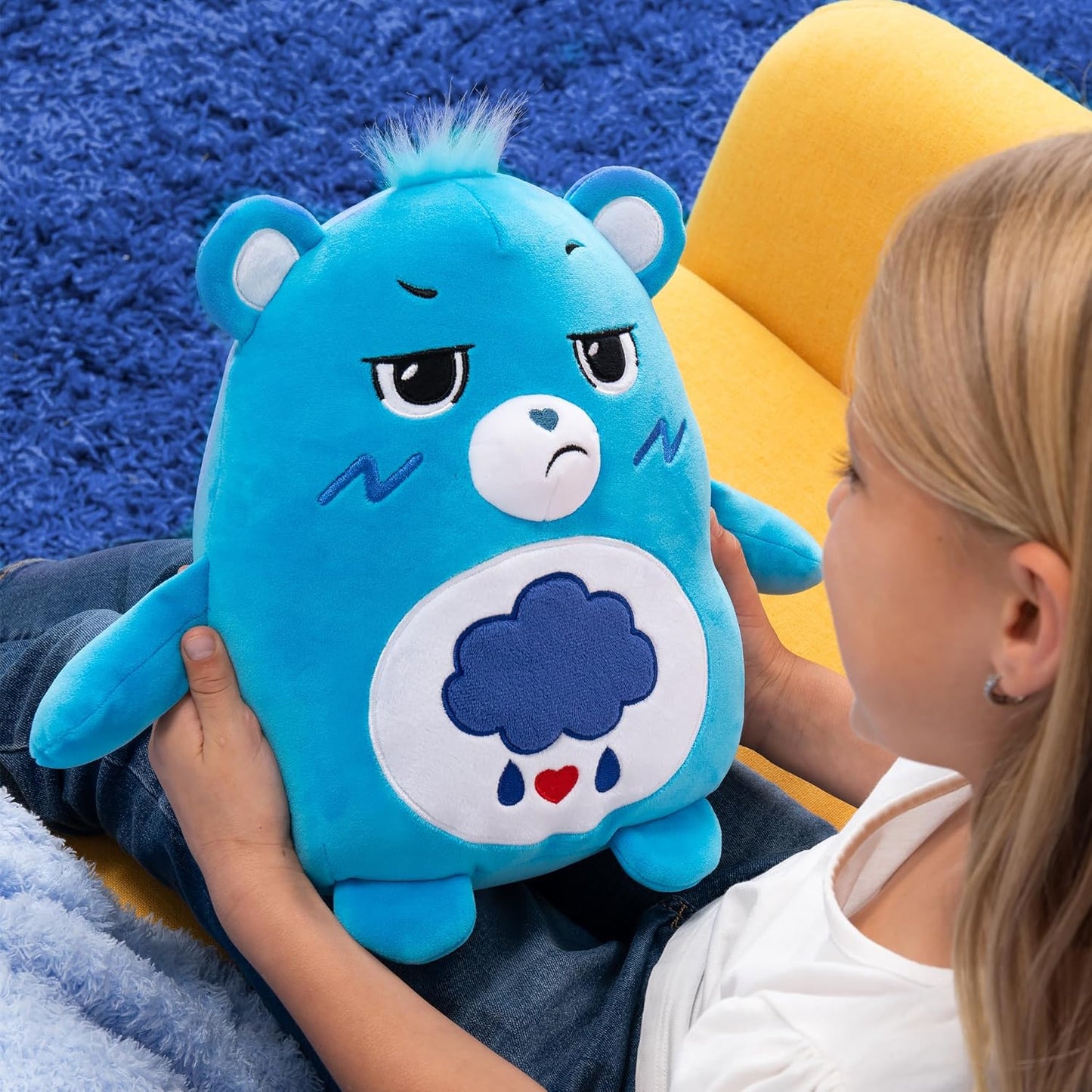Care Bears Squishy 10" Plush Grumpy Bear - Blue, Soft Huggable Squishy Material! – Good for Girls and Boys, Employees, Collectors, Ages 4+