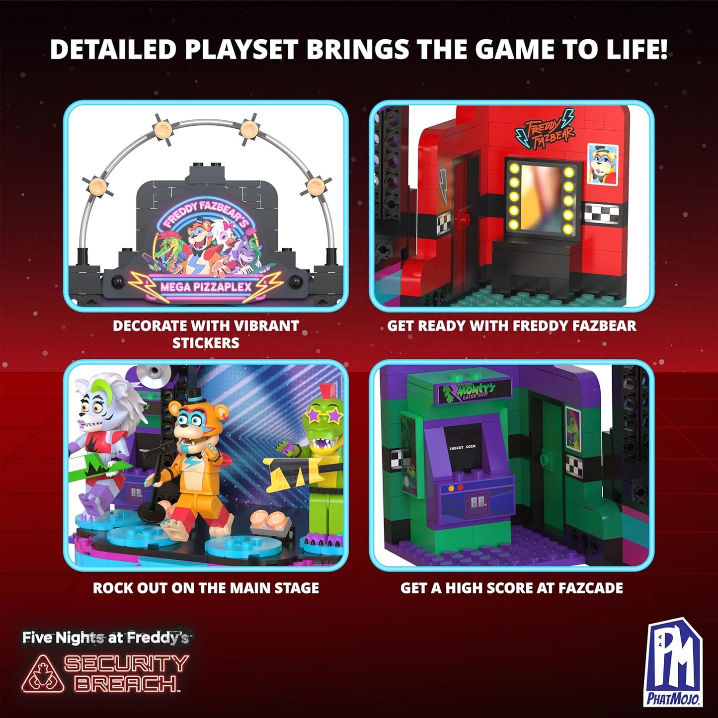 Five Nights at Freddy’S - Phat$tacks Mega Pizzaplex Deluxe Buildable Playset (454 Pieces, Series 1)