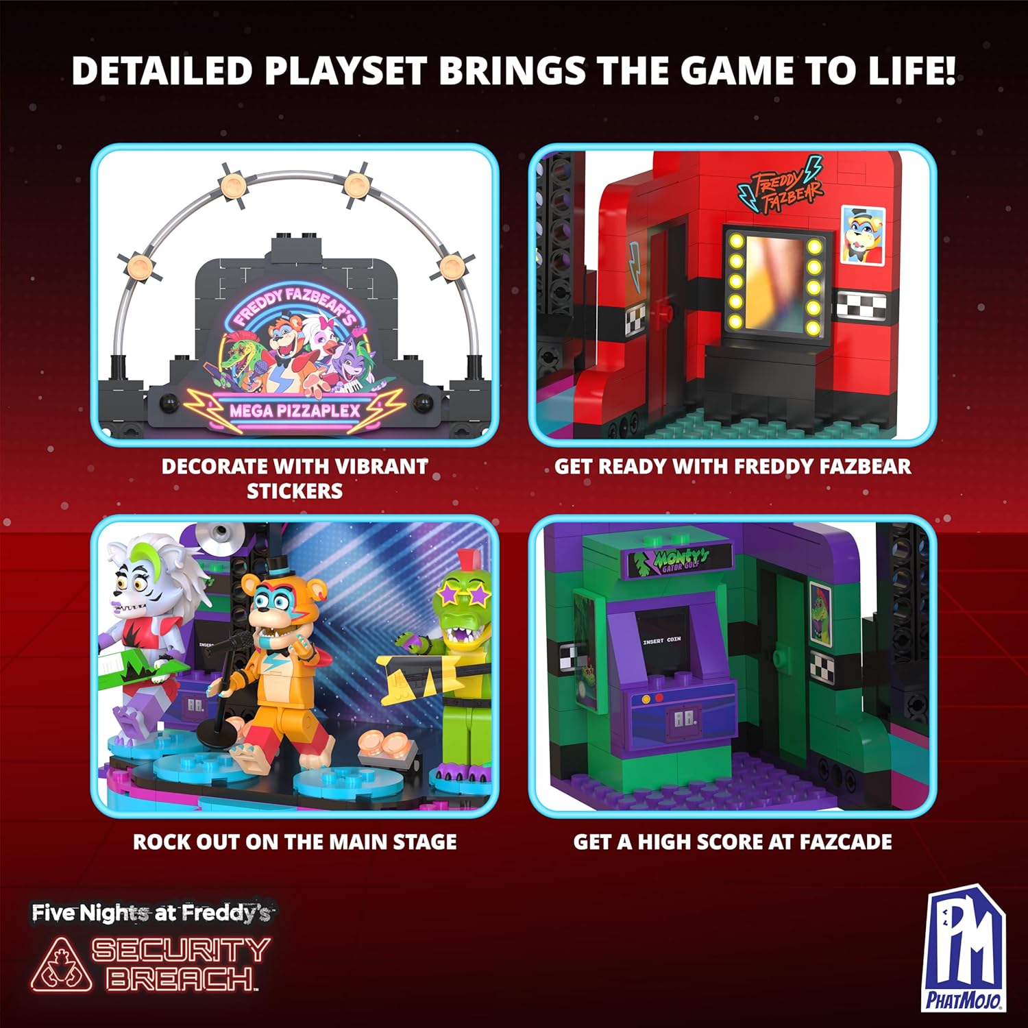 Five Nights at Freddy’S - Phat$tacks Mega Pizzaplex Deluxe Buildable Playset (454 Pieces, Series 1)