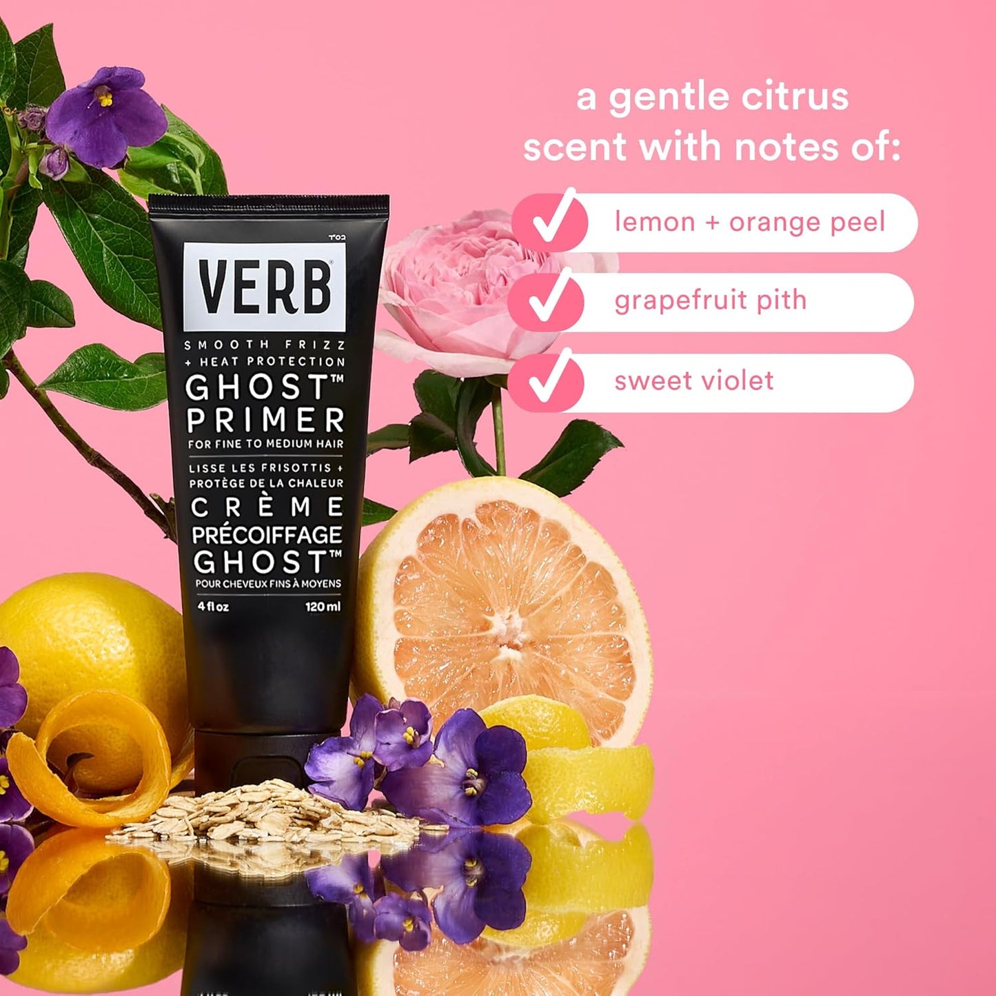VERB Ghost Primer Heat Protectant - Infused with Morgina Oil - Frizz Control Heat Styling Cream - Vegan, No Parabens or Harmful Sulfates