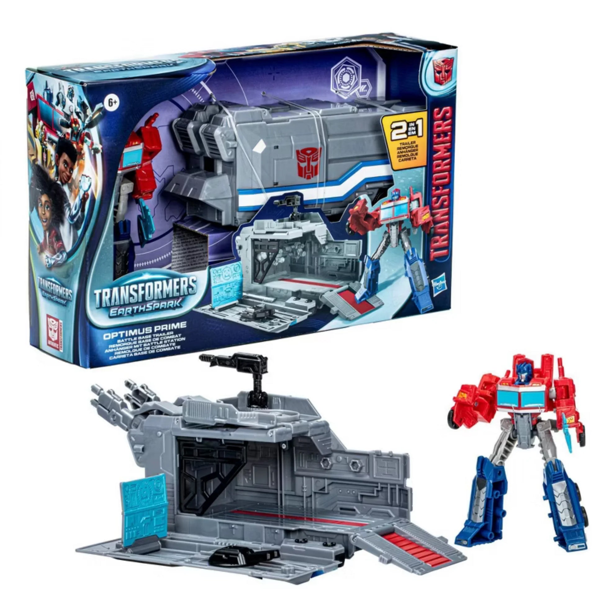 Transformers Earthspark Optimus Prime Battle Base Trailer Fashions for Home