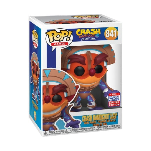 Funko POP! Games: Crash Bandicoot - Crash in Mask Armor (Metallic) - 2021 FunKon Exclusive - Fashions for Home