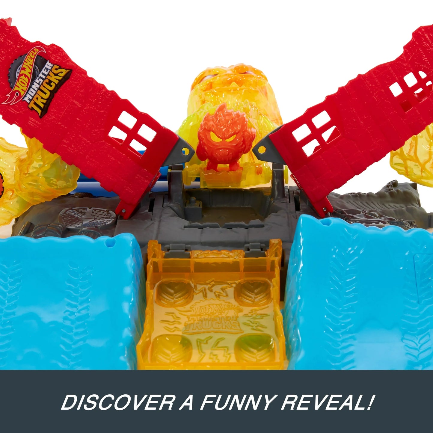 Hot Wheels Monster Trucks Power Smashers 5-Alarm Torch Tower Takedown Playset with 1:64 Scale Toy Truck & 2 Crushed Cars Fashions for Home