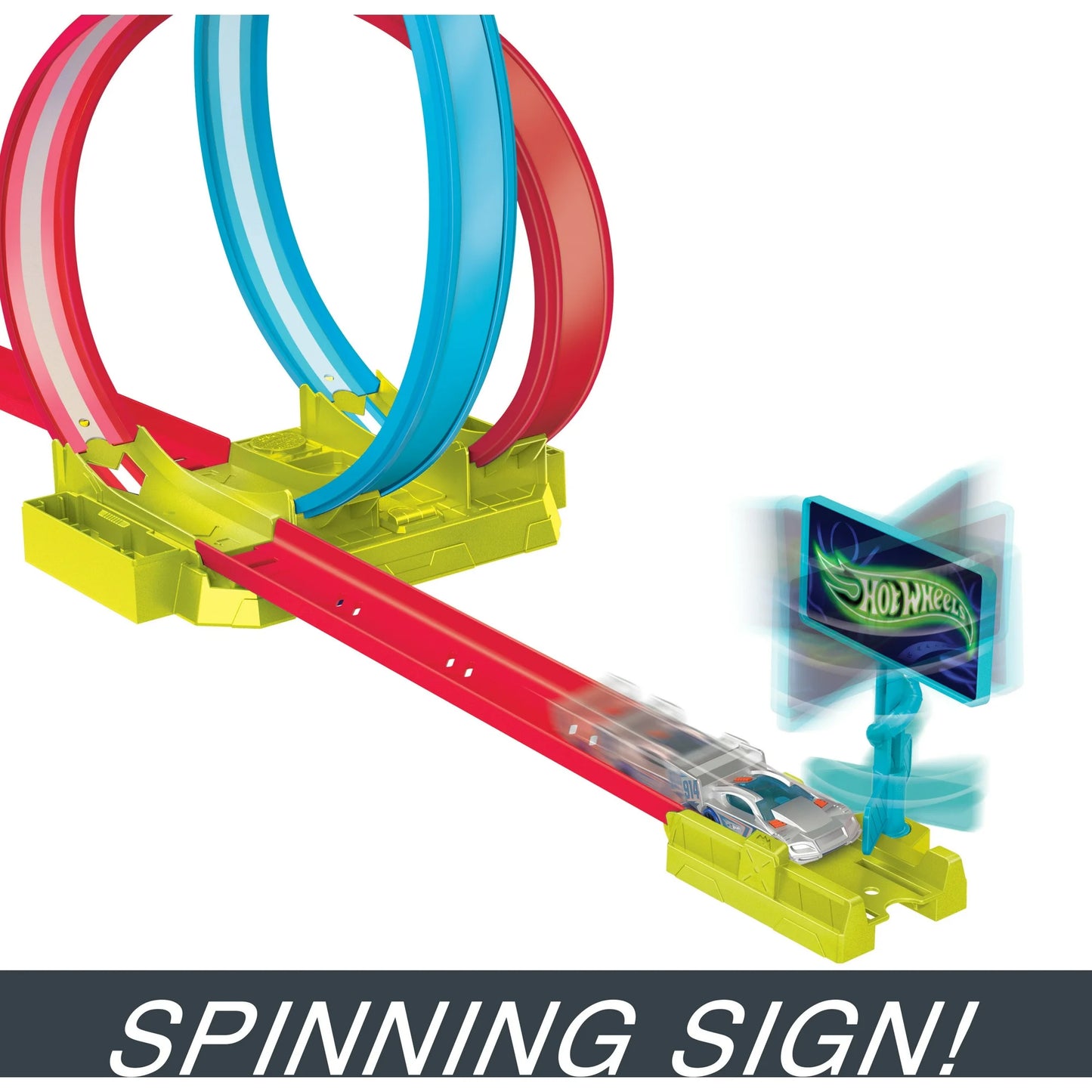 Hot Wheels Neon Speeders Track Set, Laser Stunt Slamway with 1 Hot Wheels Car, Easy Storage