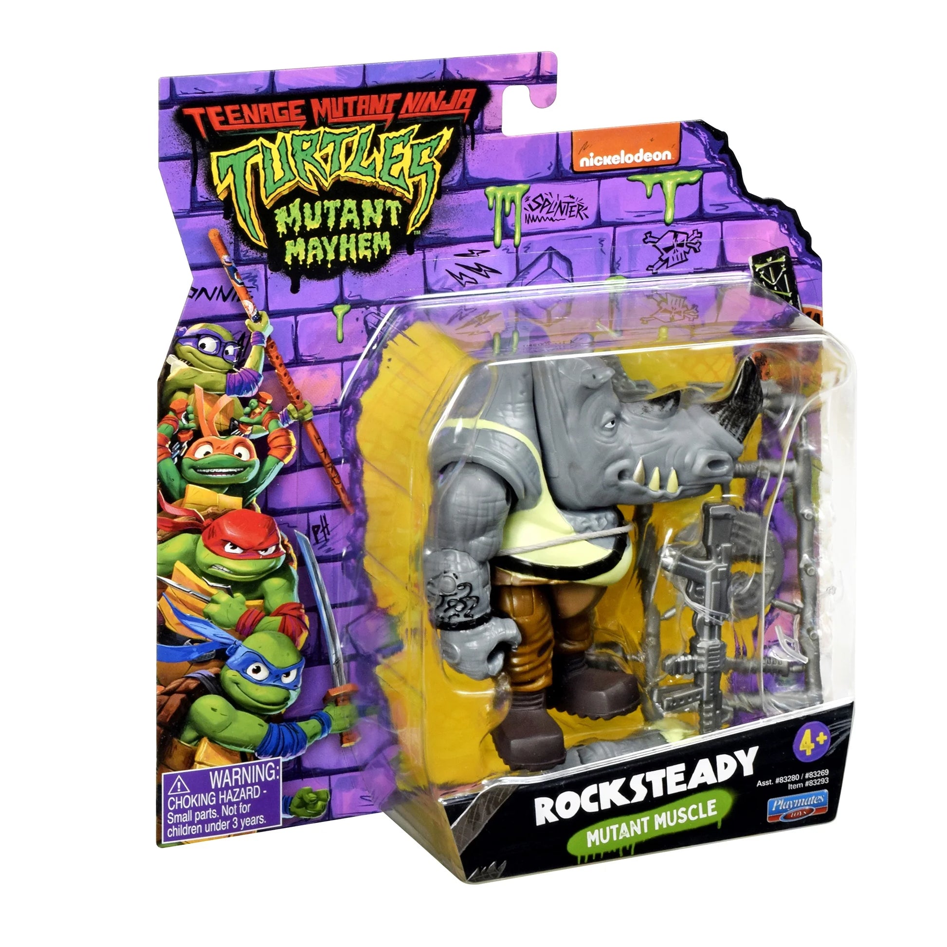 Teenage Mutant Ninja Turtles Mutant Mayhem Rocksteady Basic Action Figure, 4.25