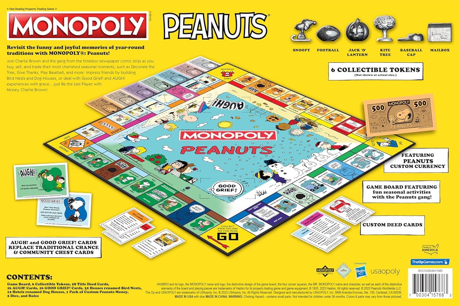 Monopoly Peanuts Board Game, Play as Snoopy on Sled, Baseball Cap, Kite Eating Tree & More, Officially Licensed and Collectible Monopoly Game Based On The Famous Comic Strip Peanuts