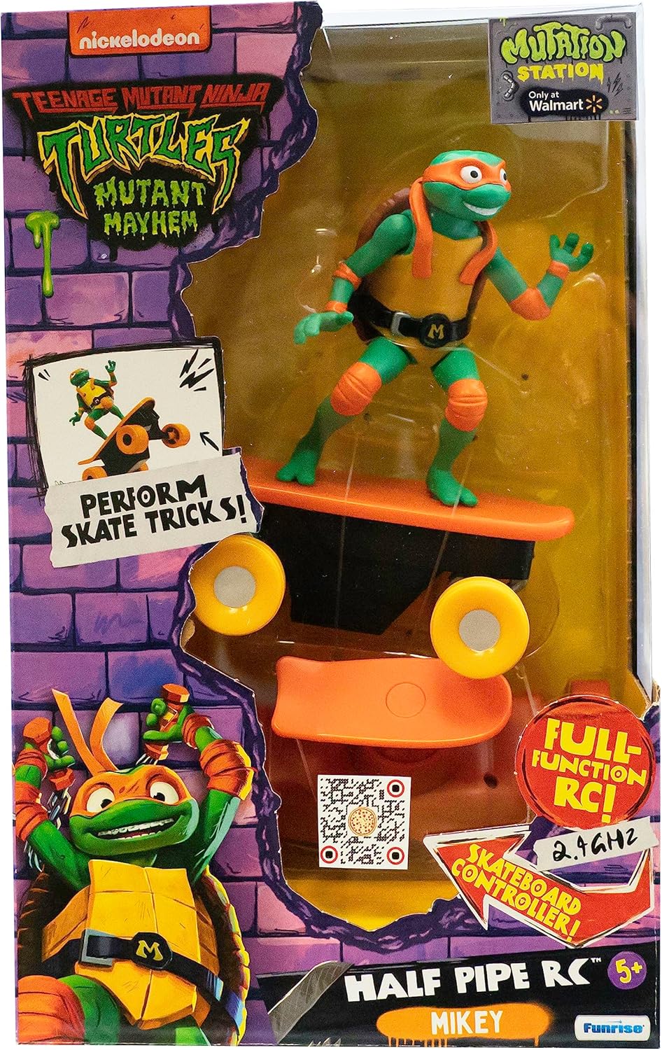 Teenage Mutant Ninja Turtles Michelangelo Half Pipe RC Vehicle Movie Edition Ages 5+ - Skate + Performs Tricks - 2.4GHz RC Controller - Fashions for Home