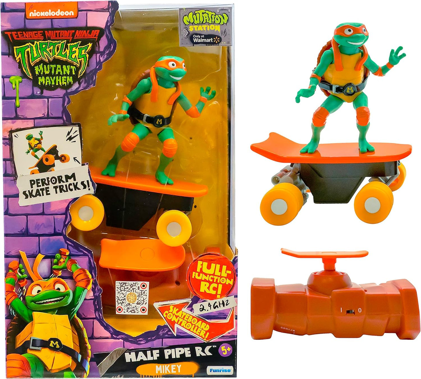 Teenage Mutant Ninja Turtles Michelangelo Half Pipe RC Vehicle Movie Edition Ages 5+ - Skate + Performs Tricks - 2.4GHz RC Controller - Fashions for Home