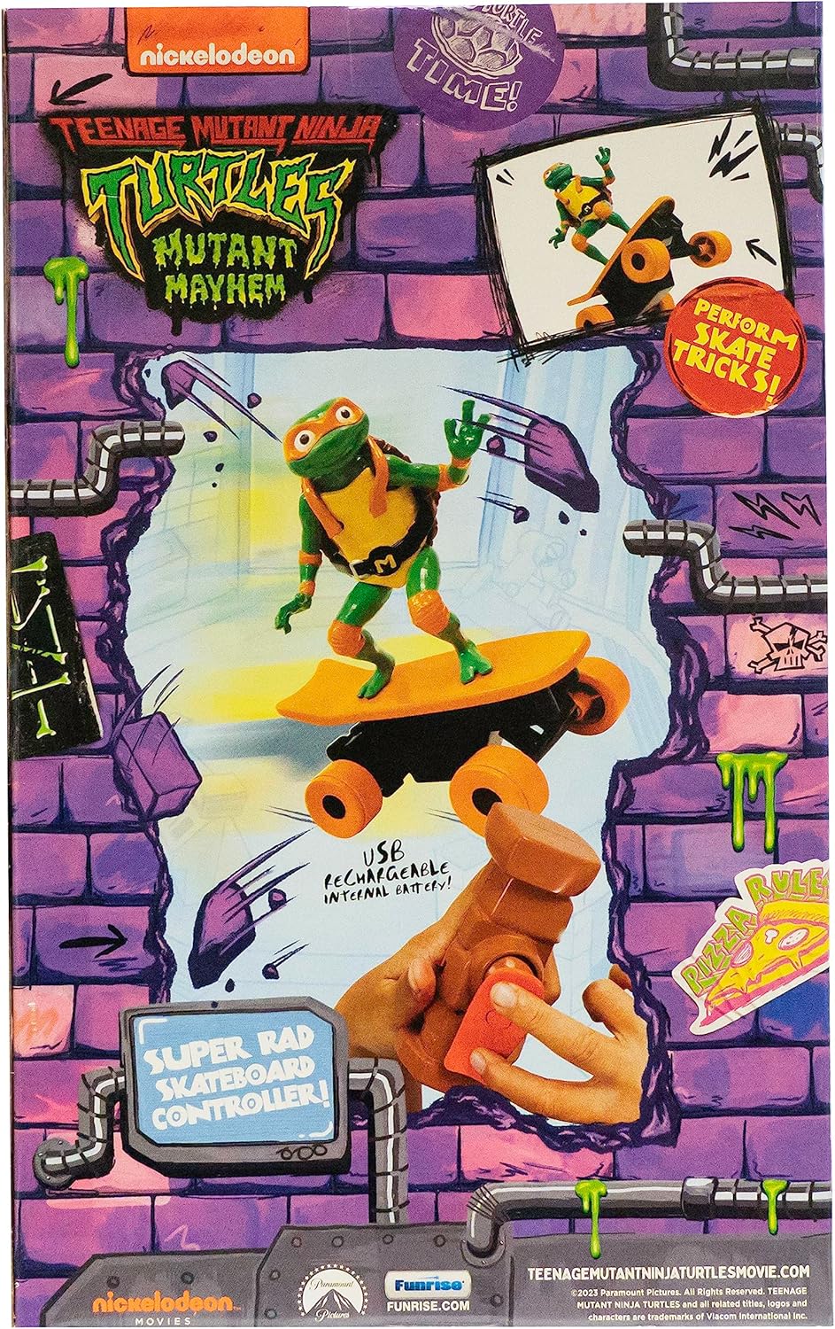 Teenage Mutant Ninja Turtles Michelangelo Half Pipe RC Vehicle Movie Edition Ages 5+ - Skate + Performs Tricks - 2.4GHz RC Controller - Fashions for Home