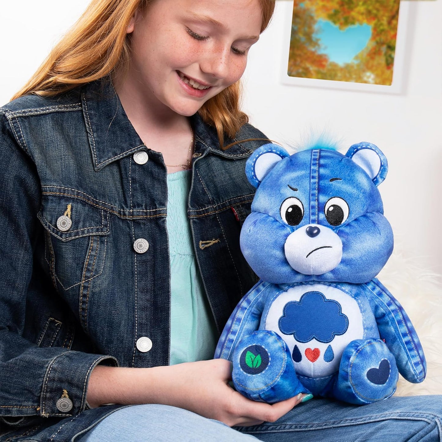 Care Bears 14" Medium Plush - Grumpy Bear - New Denim Design - Soft Huggable Eco-Friendly Material!