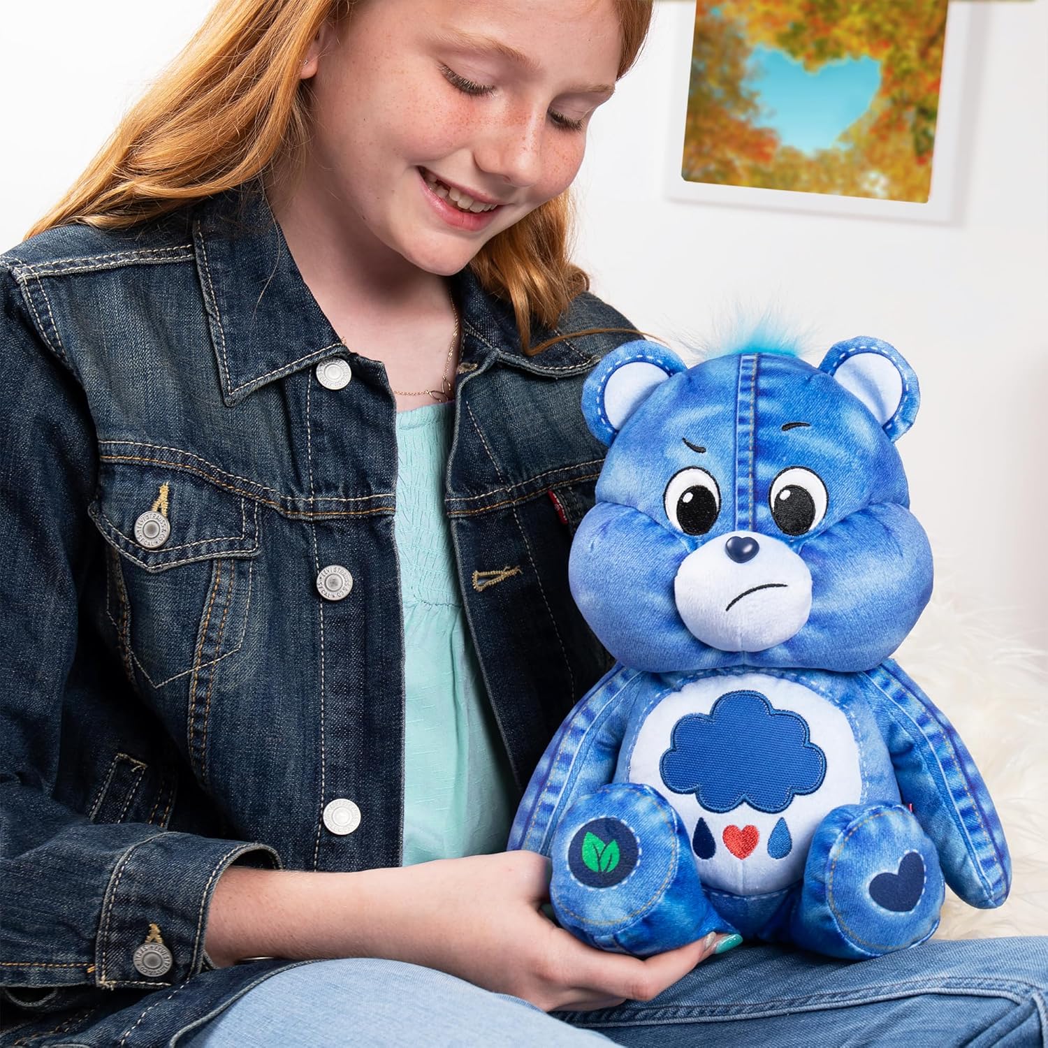 Care Bears 14" Medium Plush - Grumpy Bear - New Denim Design - Soft Huggable Eco-Friendly Material!