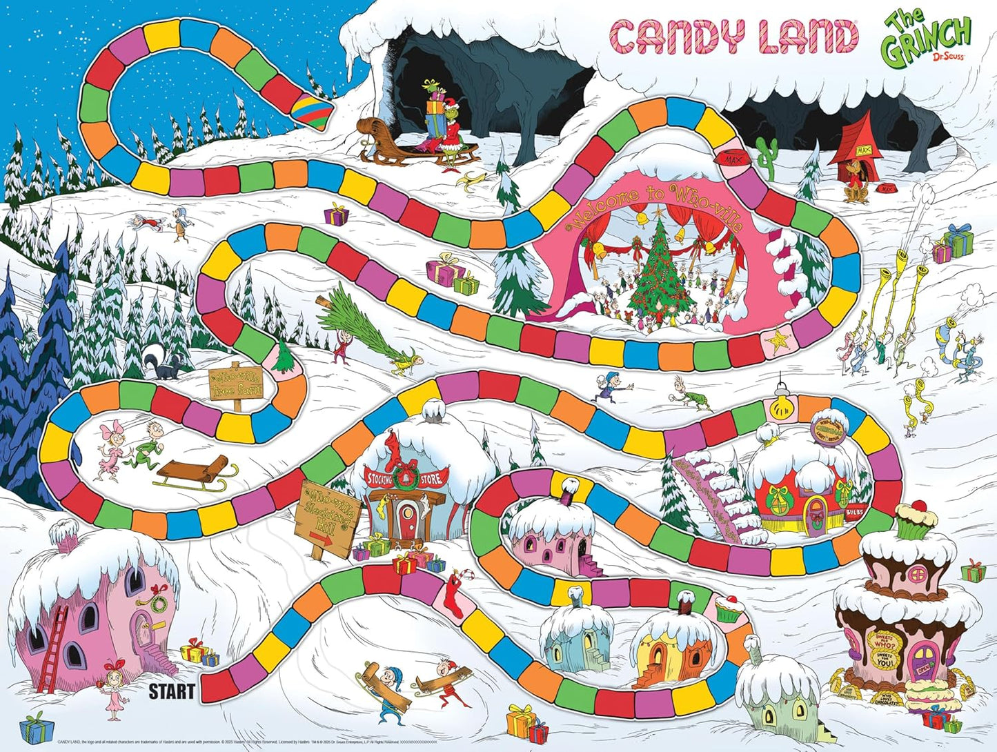 Candy Land: The Grinch Board Game, Play as Who-Ville Characters and Race to Mt. Crumpit, Classic Preschool Game for Kids and Families, Ages 5+, 2-4 Players, Officially Licensed Dr. Seuss Merchandise