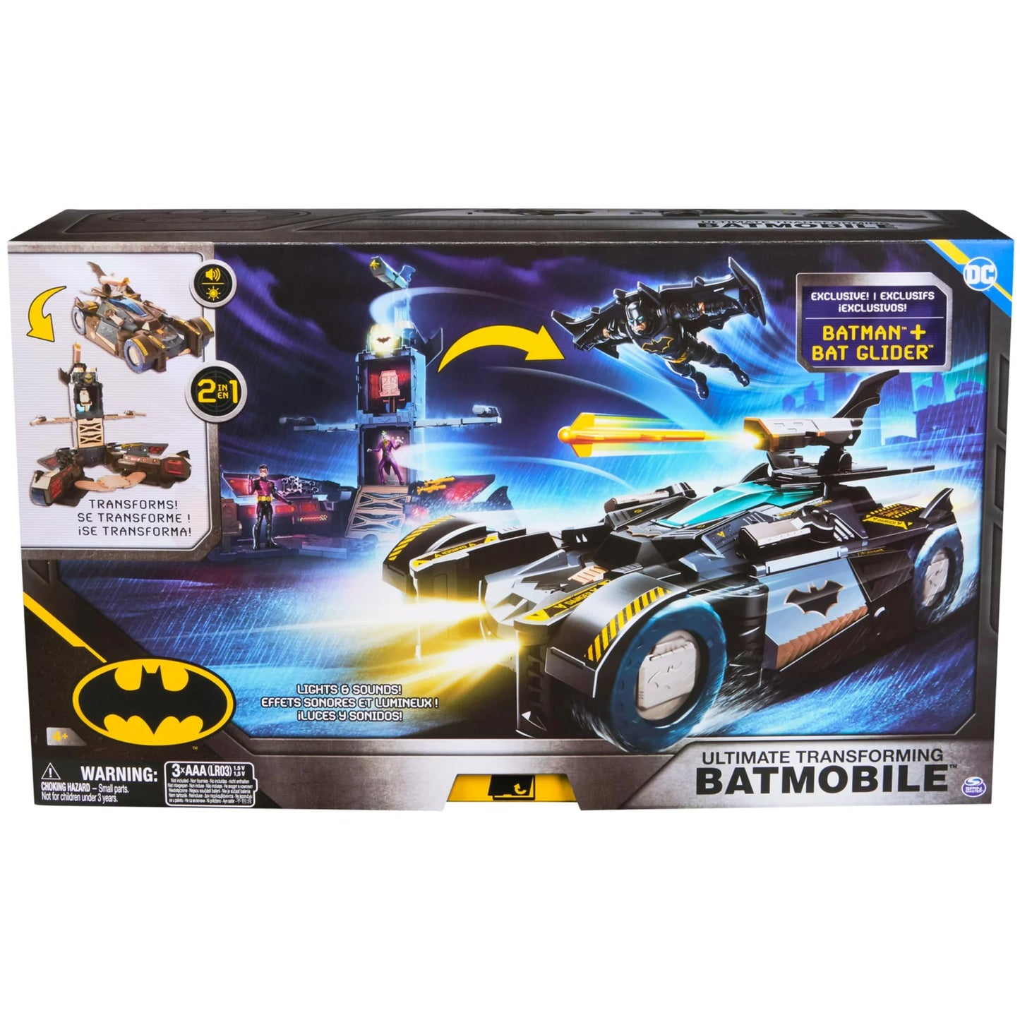 DC Comics Batman, Ultimate Transforming Batmobile Playset, 2-in-1 Playset with Exclusive Figure and Glider, Lights, Sounds, Kids Toys for Boys and Girls 4+ Fashions for Home