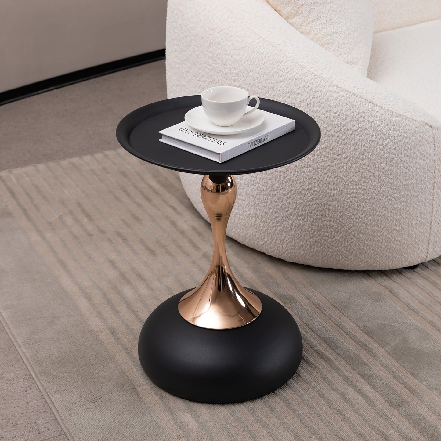 Mermaid Tail End Coffee Table Round Side Table, Modern Metal Pedestal Table, Minimalist Accent Table for Small Spaces, Drink Martini Table Decoration for Living Room - Fashions for Home