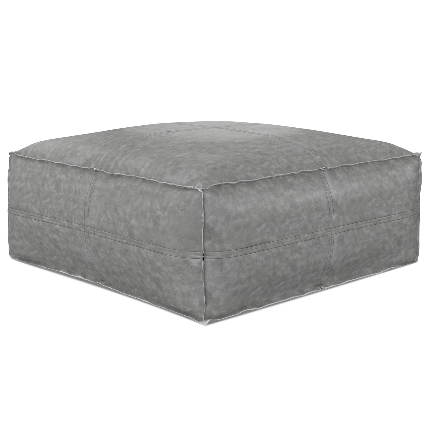 Brody - Large Square Coffee Table Pouf - Distressed Grey - Fashions for Home