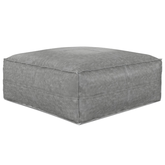 Brody - Large Square Coffee Table Pouf - Distressed Grey - Fashions for Home