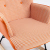35.5 inch Rocking Chair, Soft Houndstooth Fabric Leather Fabric Rocking Chair for Nursery, Comfy Wingback Glider Rocker with Safe Solid Wood Base for Living Room Bedroom Balcony (orange)
