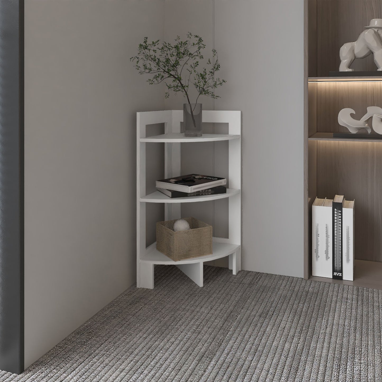 Riga Corner 3-Tier Shelf Side Table  31.7' High , Sofa Table, End Table with Tray - Fashions for Home