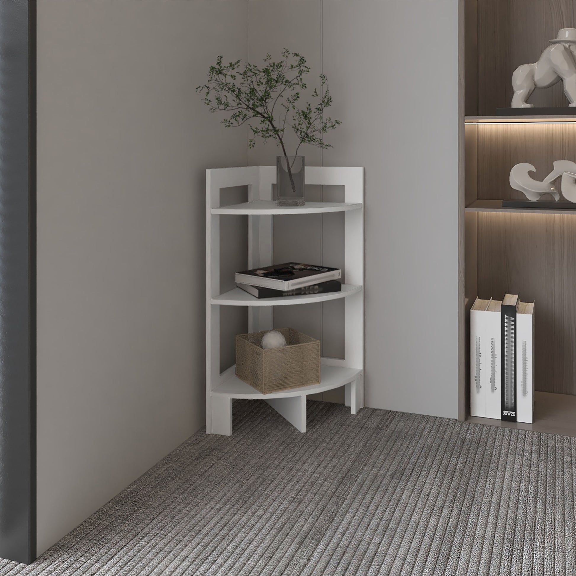 Riga Corner 3-Tier Shelf Side Table  31.7' High , Sofa Table, End Table with Tray - Fashions for Home