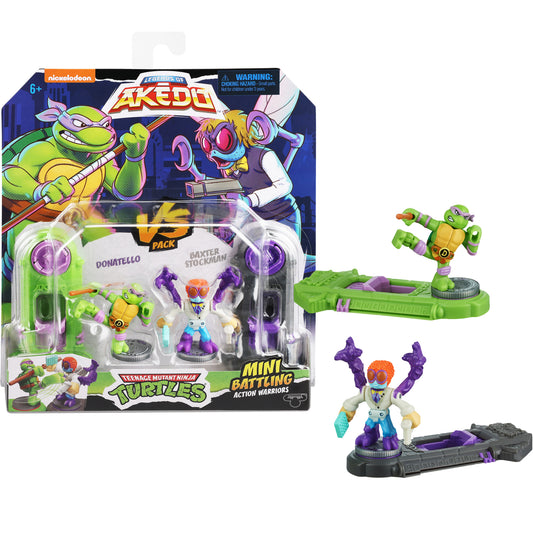 Akedo Teenage Mutant Ninja Turtles Mini Battling Warriors Donatello vs Baxter Stockman Pack, Ages 6+
