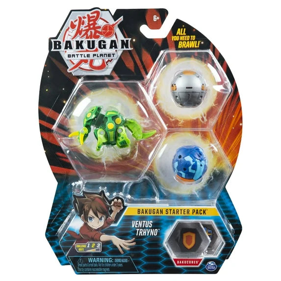 Bakugan Starter Pack 3-Pack, Ventus Trhyno, Collectible Action Figures, for Ages 6 and up Fashions for Home