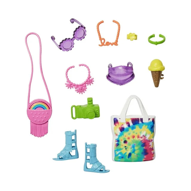 Barbie Accessories Neon Festival Pack with 11 Storytelling Pieces for Barbie Dolls